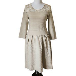 NWT Cream Lace Skater Dress with 3/4 Length Sleeves